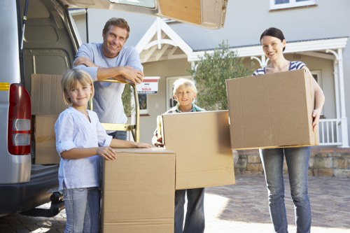 Boxes and packing supplies arranged for a move in Islington