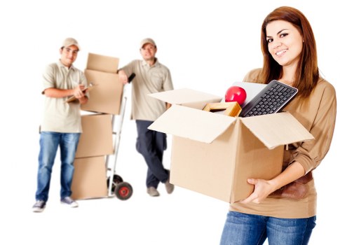 Packed household items prepared for transport by a removal company